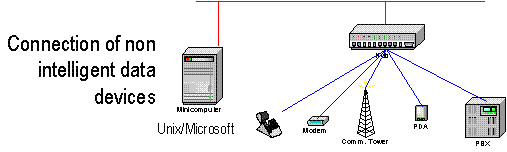 Connection of non intelligent data devices