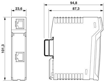 PP-RJ-RJ-F DIN Rail Patch Panel Dimensions