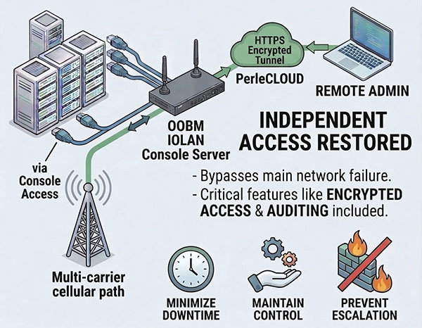 PerleCLOUD Central Management of a data center through an IOLAN Console Server