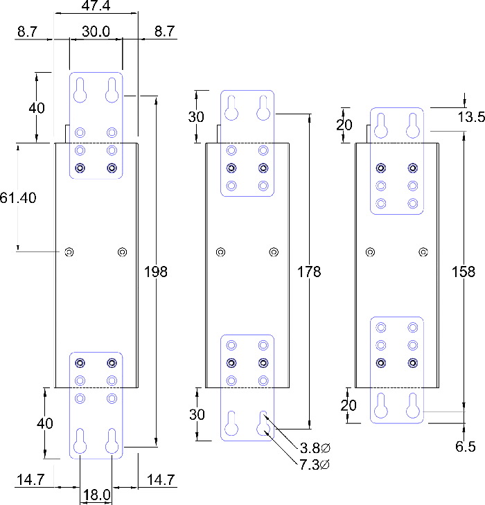 IDS-105GPP Panel Mount Mechanical Drawing