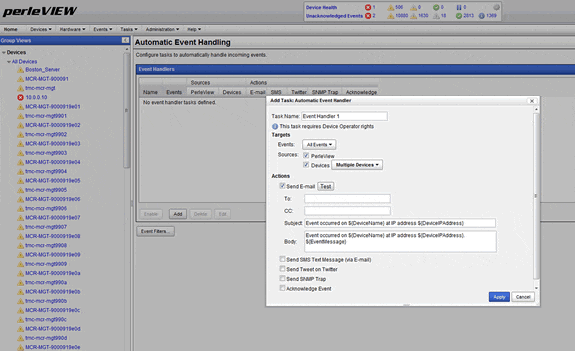 PerleVIEW Automatic Event Handling